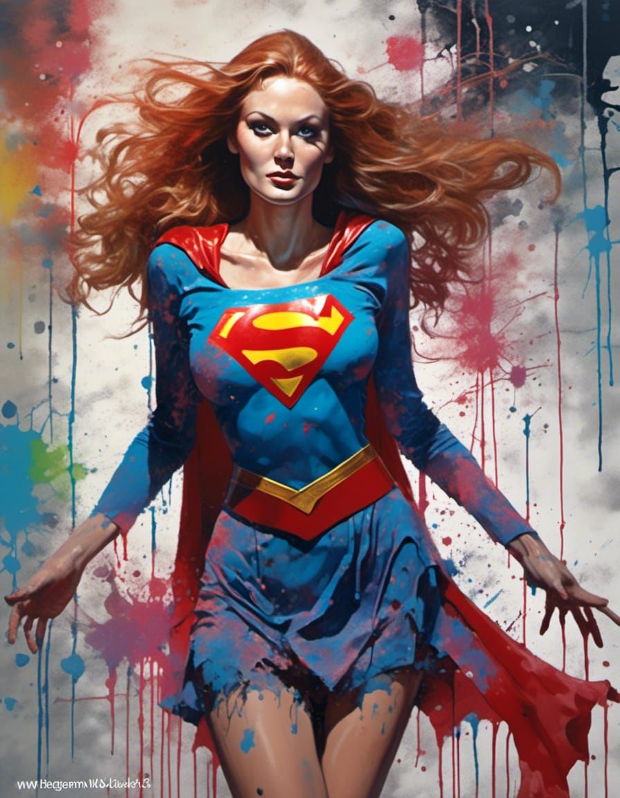 Maureen O'Hara as Supergirl in Splatter Graffiti Style