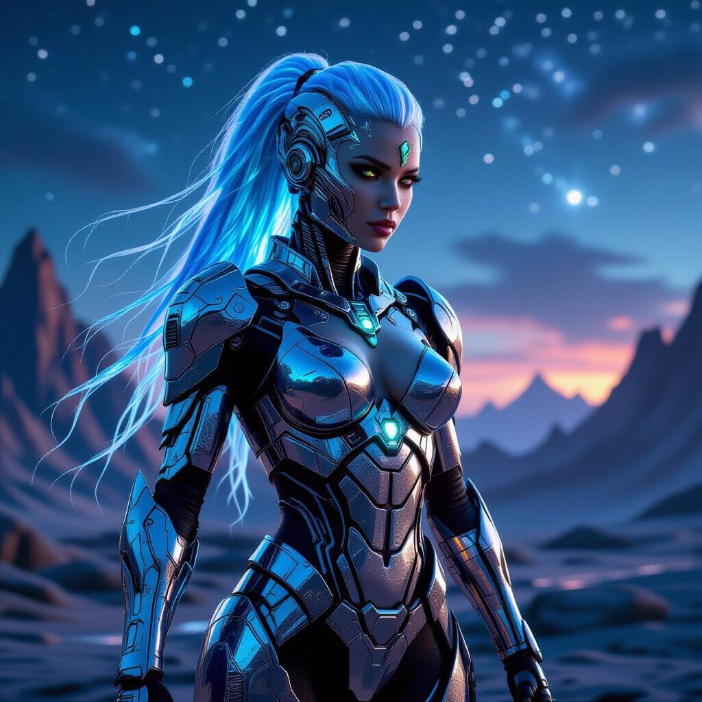 Cybernetic Warrior Sculpted from Liquid Crystal