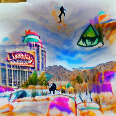 Cartoon Diamond Heist in Las Vegas: Surreal Watercolor