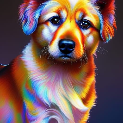 Chibi Dog Portrait: Detailed Digital Art