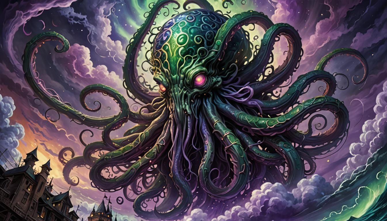 Ethereal Divine Being Rises in Cosmic Horror Scene