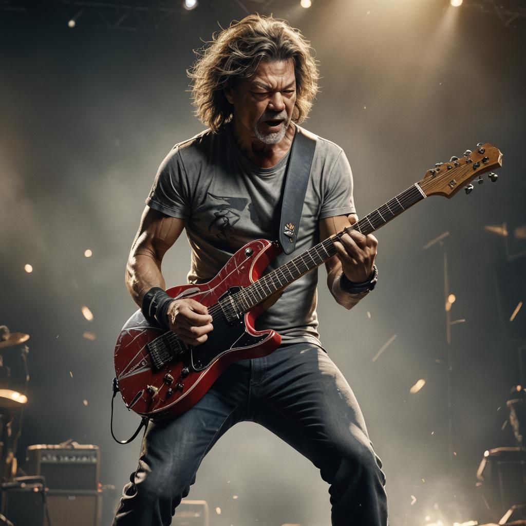 Hyperrealistic Eddie Van Halen Guitar Performance in 8k