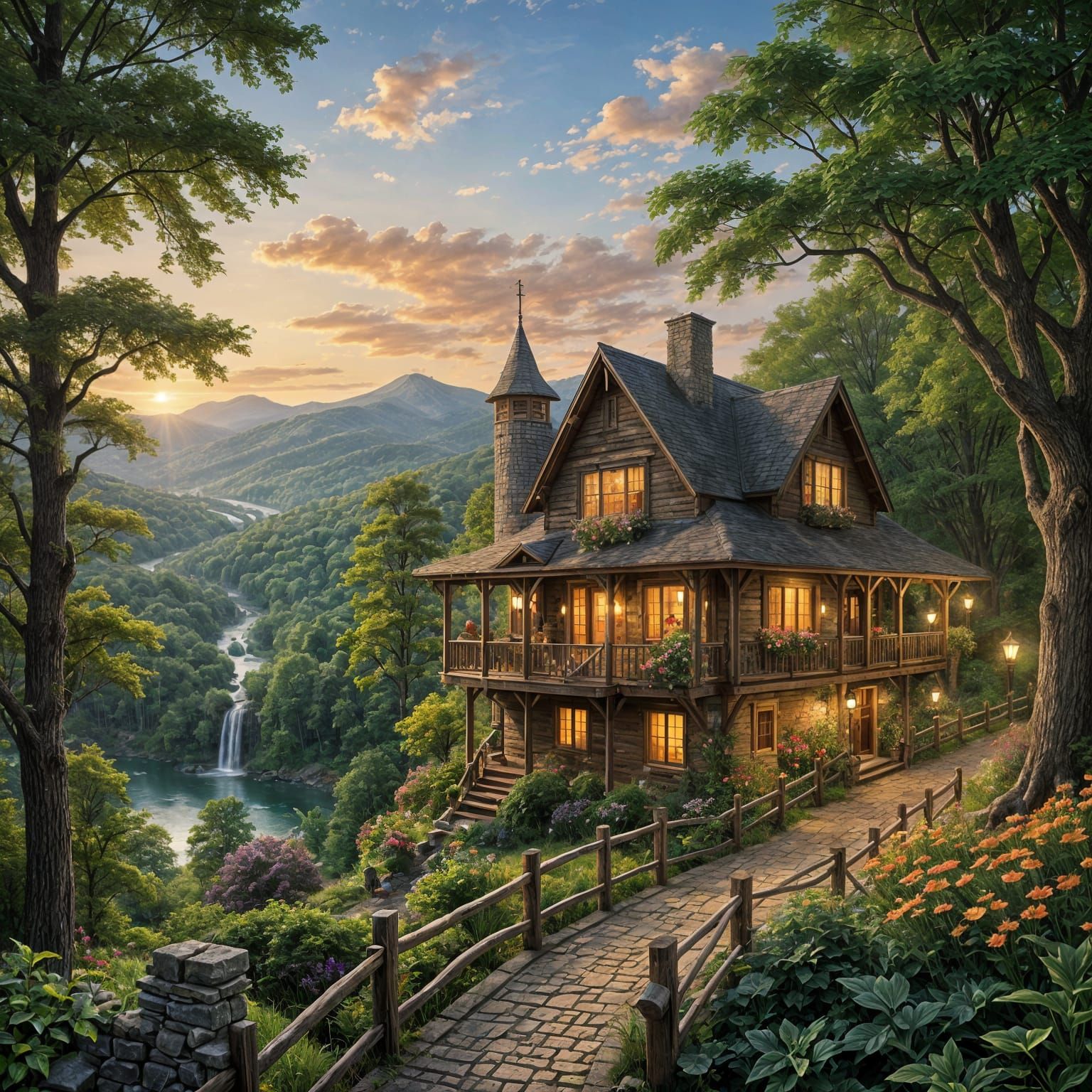 Whimsical Hudson River School Landscape Theme Park