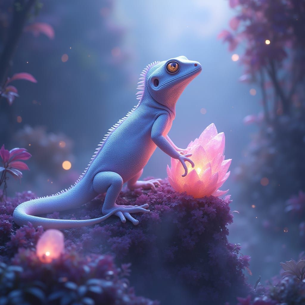 Majestic White Fantasy Gecko Concept Art