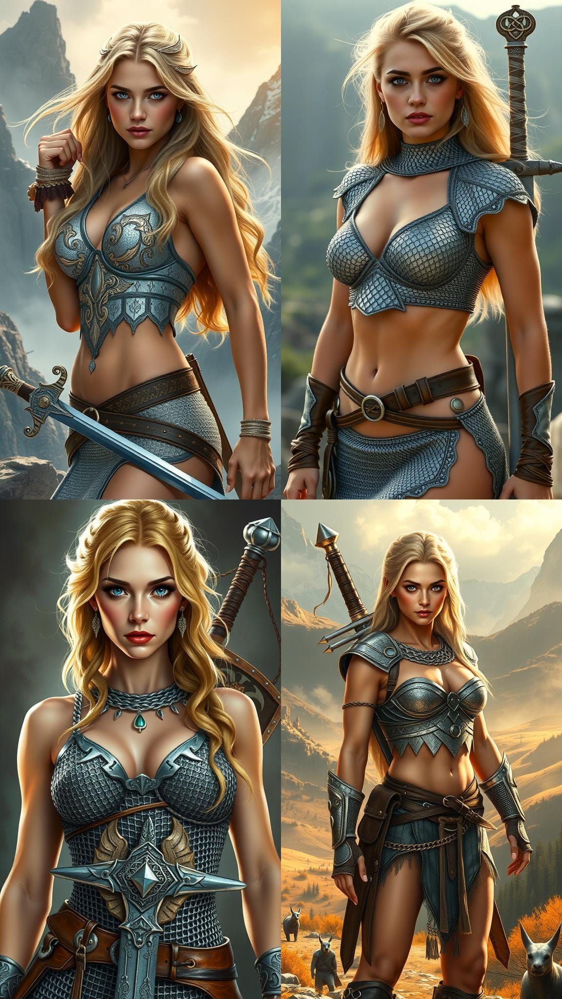Blonde Warrior with Sword in Lord of the Rings Style