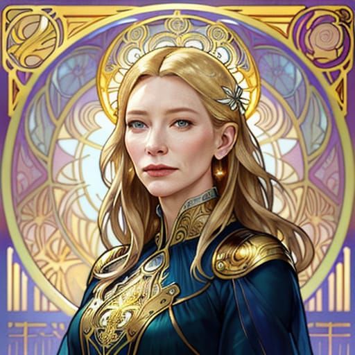 Cate Blanchett Portrait in Art Nouveau Style