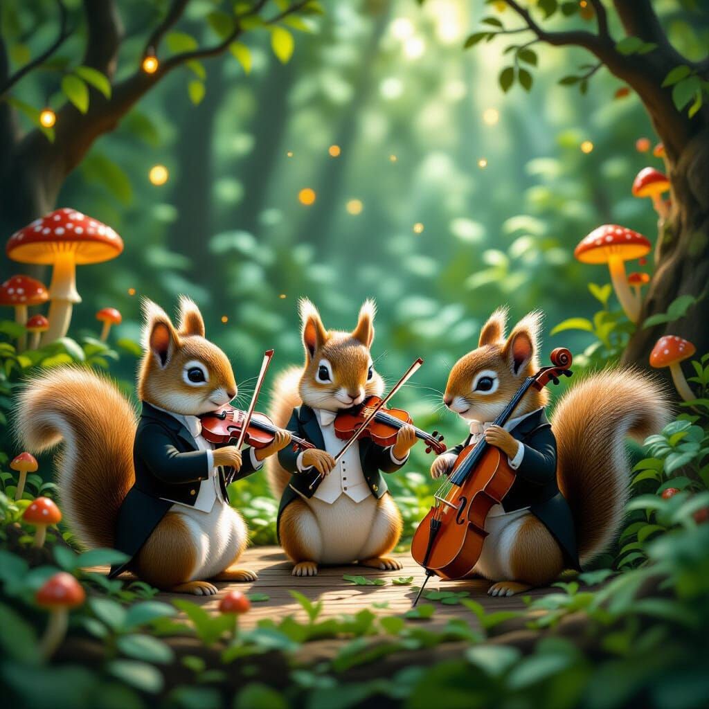 Squirrel Symphony in Enchanted Forest Concert Hall