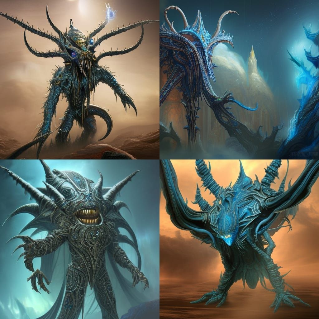 Epic Tzeentch Alien Creature in Digital Matte Painting