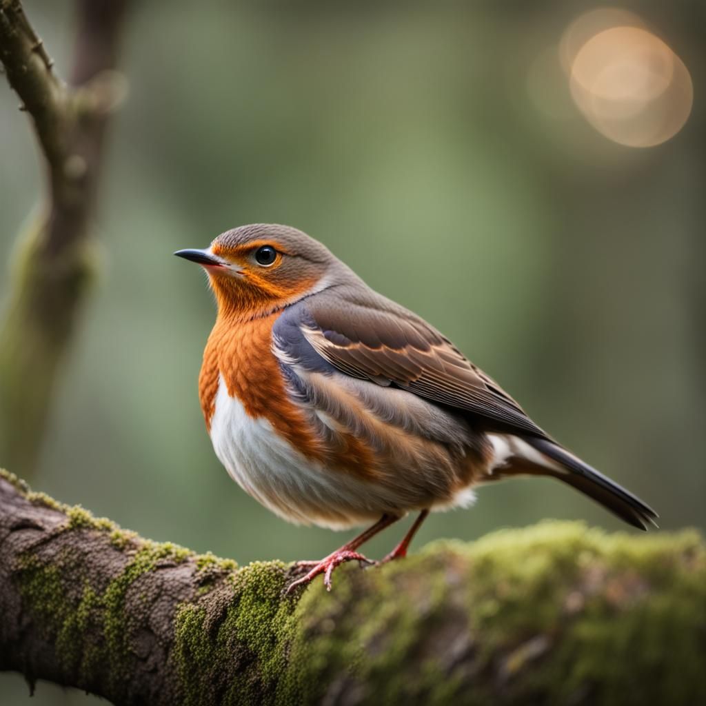Redbreast Bird Portrait in Natural Light