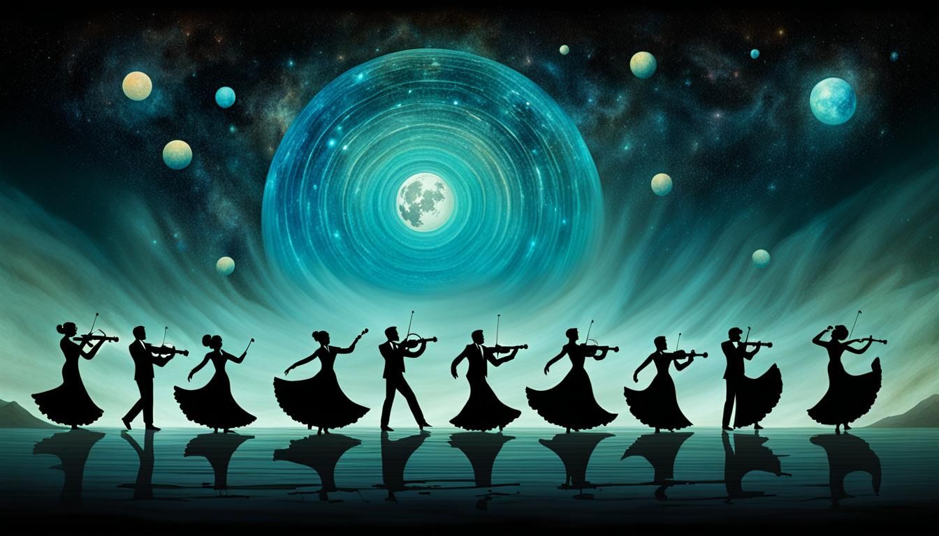 Bioluminescent Cosmic Serenade with Flamenco, Minimalist Sty...