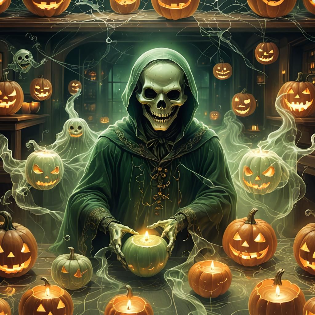 Ethereal Ghostly Bowling in Dark Fantasy Style