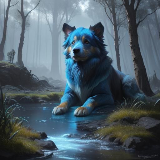 Cute Australian Shepherd Detailed Matte Painting