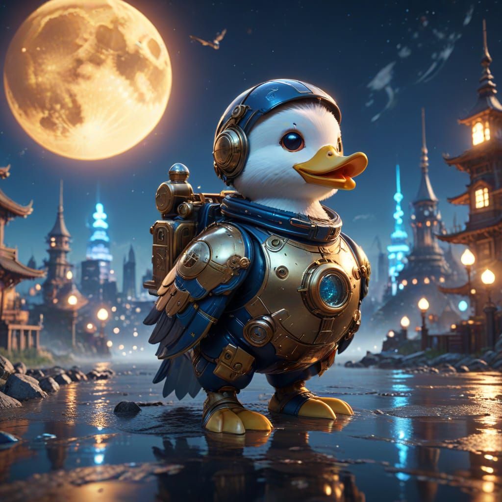 Retro-Futuristic Steampunk Astronaut Rubber Duck