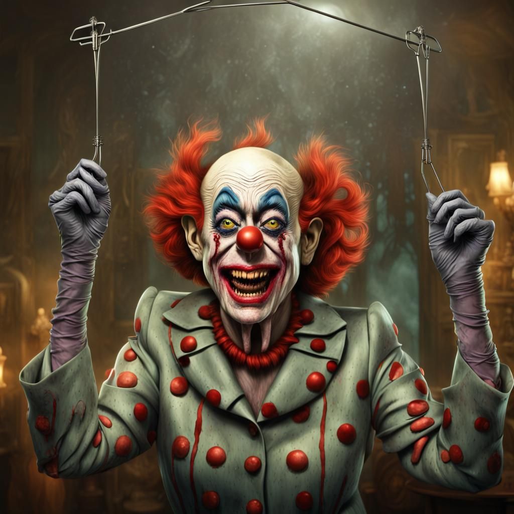 Maniacal Zombie Monkey Clown with Wire Hanger
