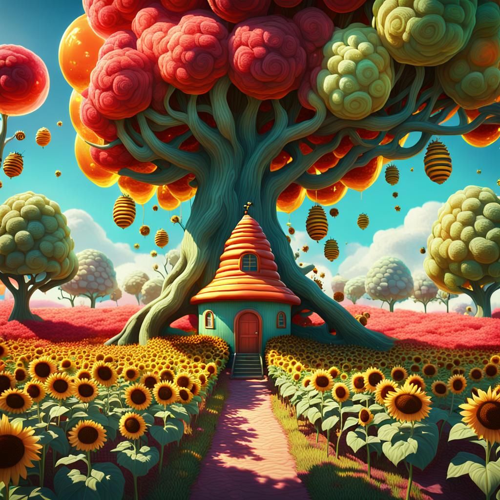 Mystical Jello Garden in Pixar Style