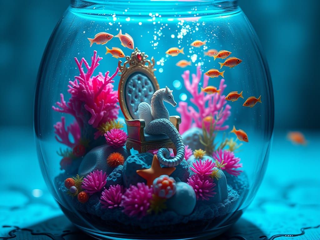 Underwater Kingdom in a Jar, Bioluminescent Illustration