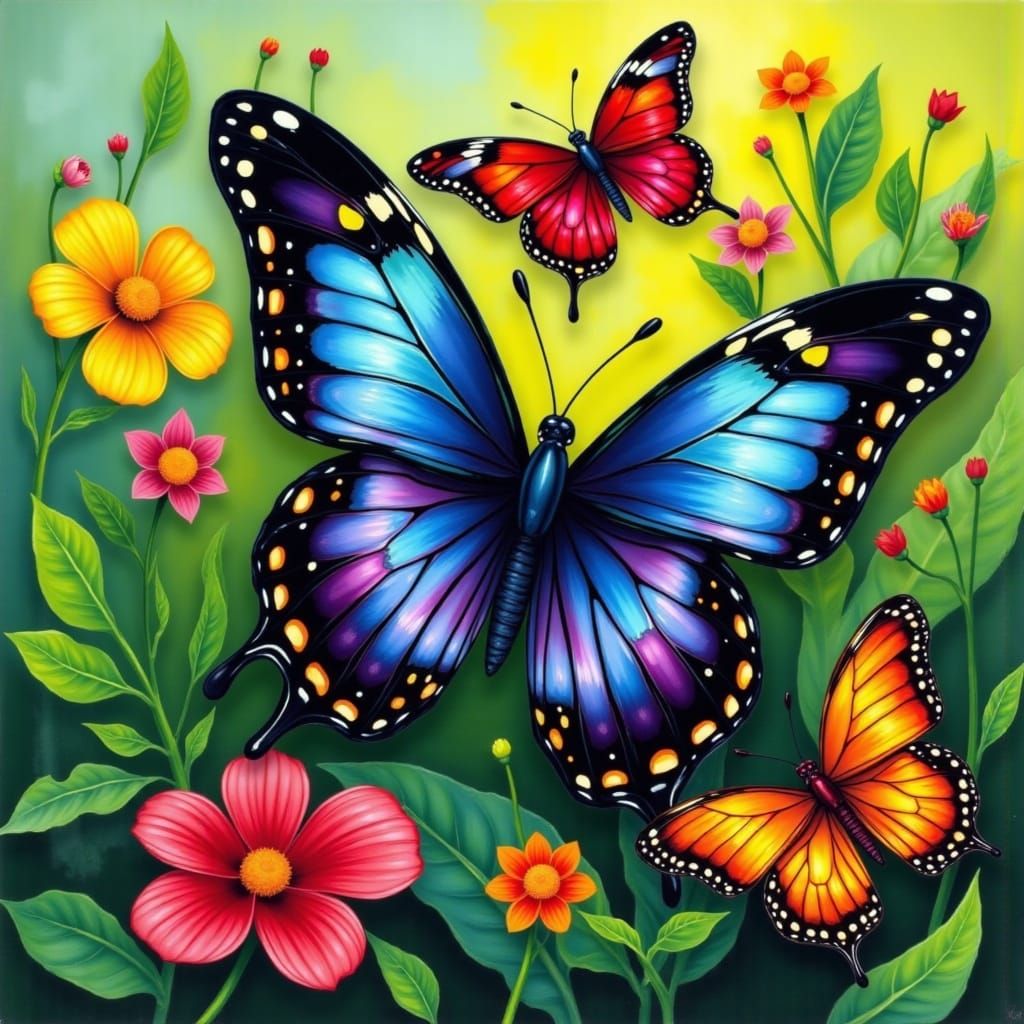 Surreal Butterflies in Vibrant Contrasting Colors