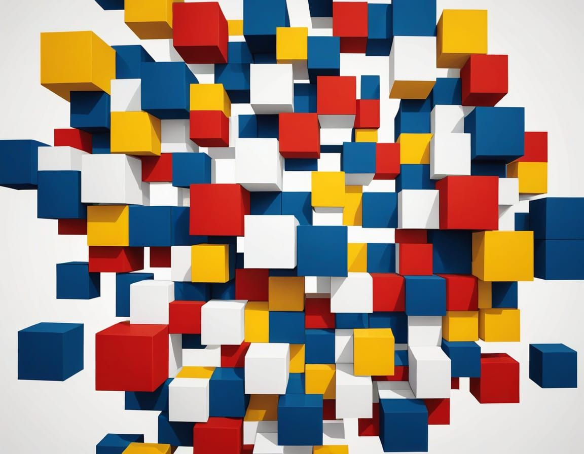 Bauhaus-Inspired Geometric Composition with Vibrant Blocks