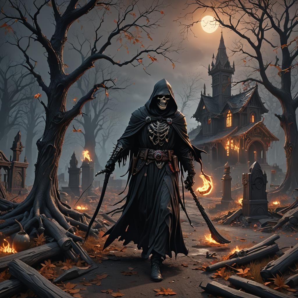 Grim Reaper Nightmare: Detailed Matte Painting