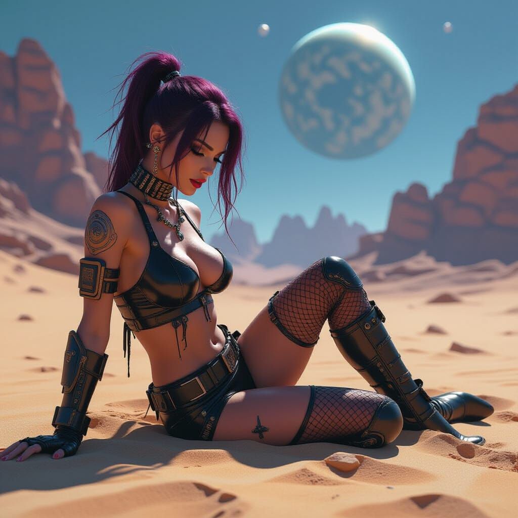 Cyberpunk Vixen Stranded on Alien Planet