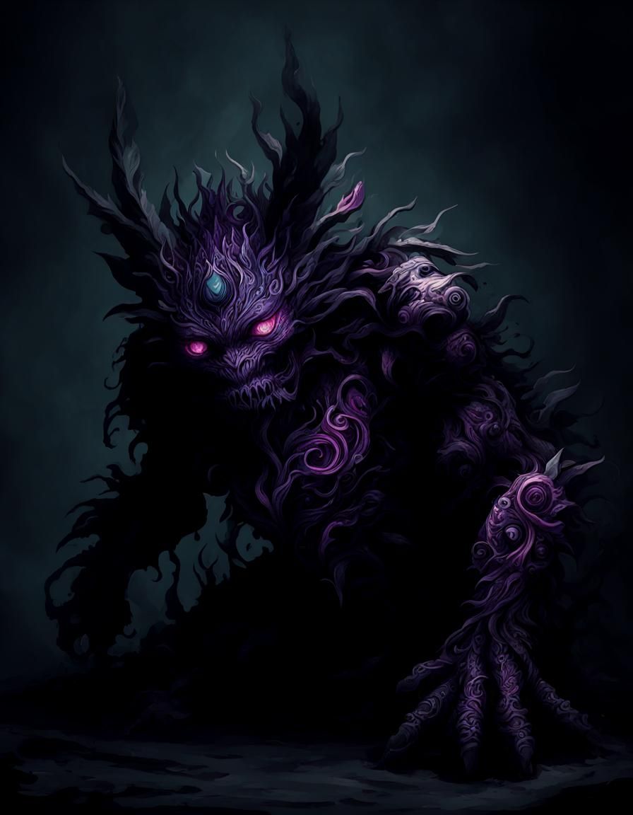 Psychedelic Plant Monster in Tribal Tattoo Style