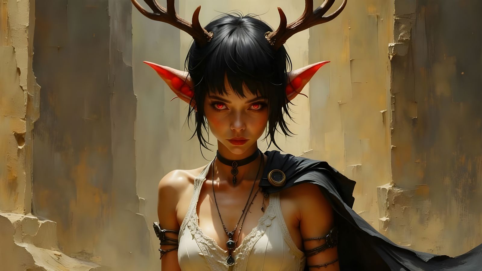 Epic Fantasy Battle: Woman with Antlers vs. Tiefling