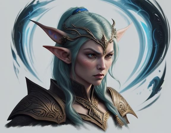 Elven Warrior Portrait: Fantasy Art in Bold Colors