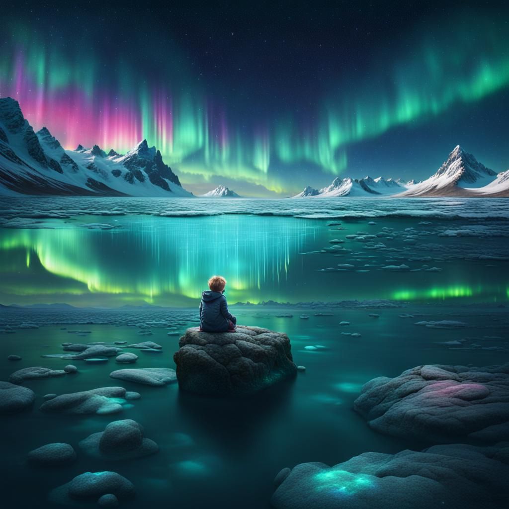 Baby Dolphin with Aurora Borealis Enzyme: Digital Painting