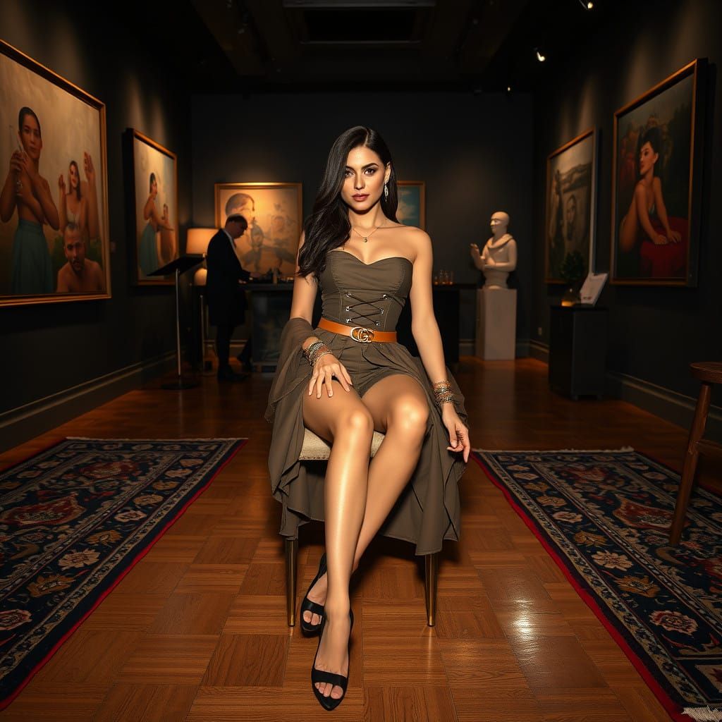 Glamorous Metropolitan Beauty in Art Gallery Setting