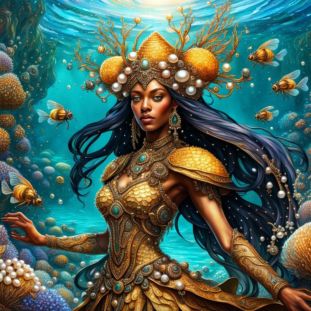 Ocean Wizard Mage with Pearls and Barnacles