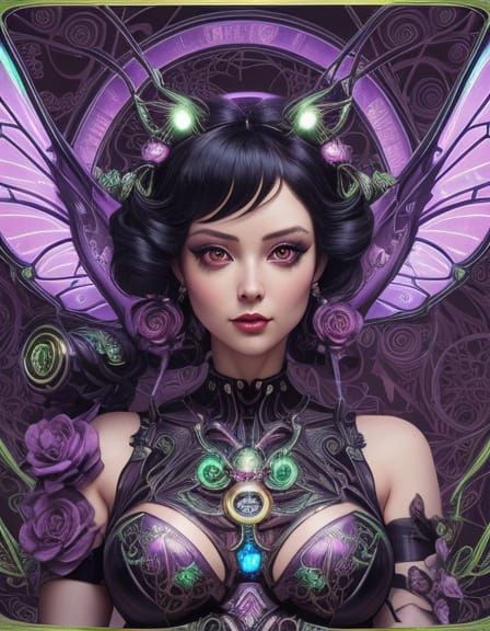 Betty Boop in Art Nouveau Cyberpunk Fantasy