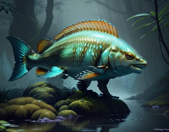 Amphibioid on Mossy Rock: 3D Game Cinematic