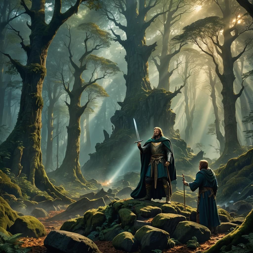 King Arthur Pulls Sword From Stone: Fantasy Art