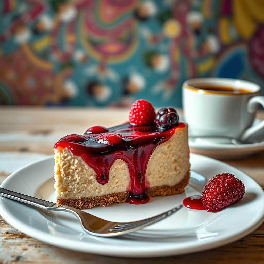 Decadent Cheesecake with Berry Topping in Photorealistic Sty...