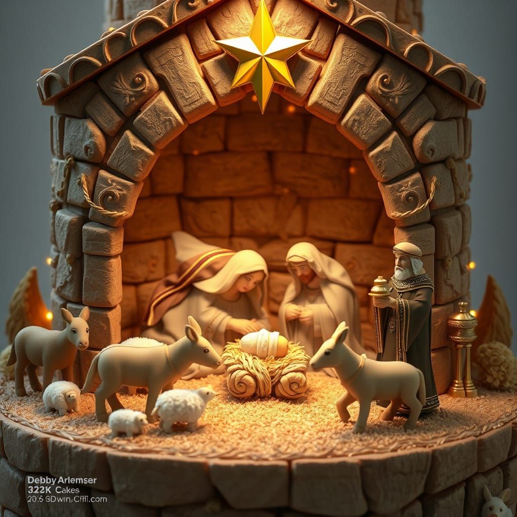 Nativity Scene Cake in Renaissance Style