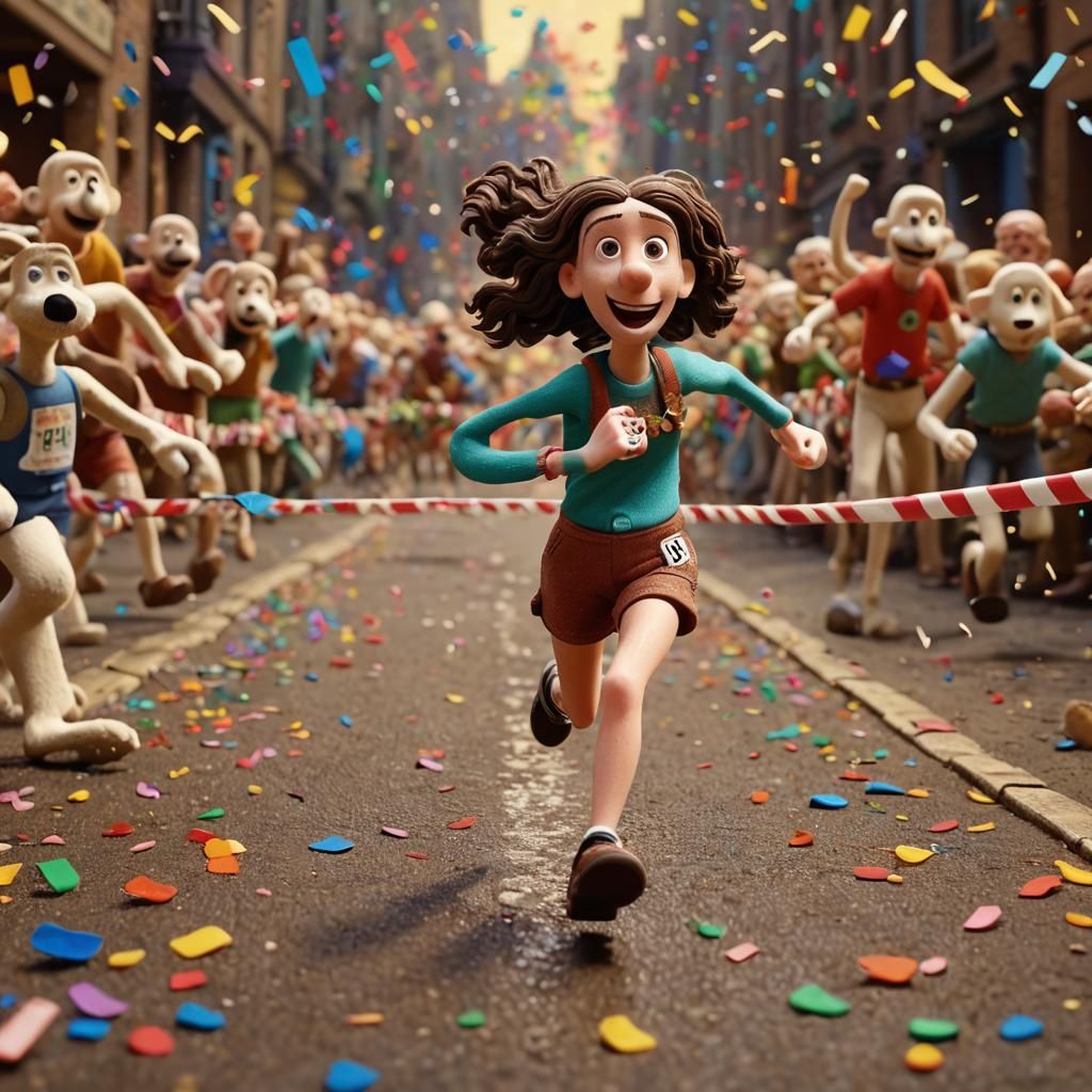 Female Runner in Claymation Stop-Motion Style