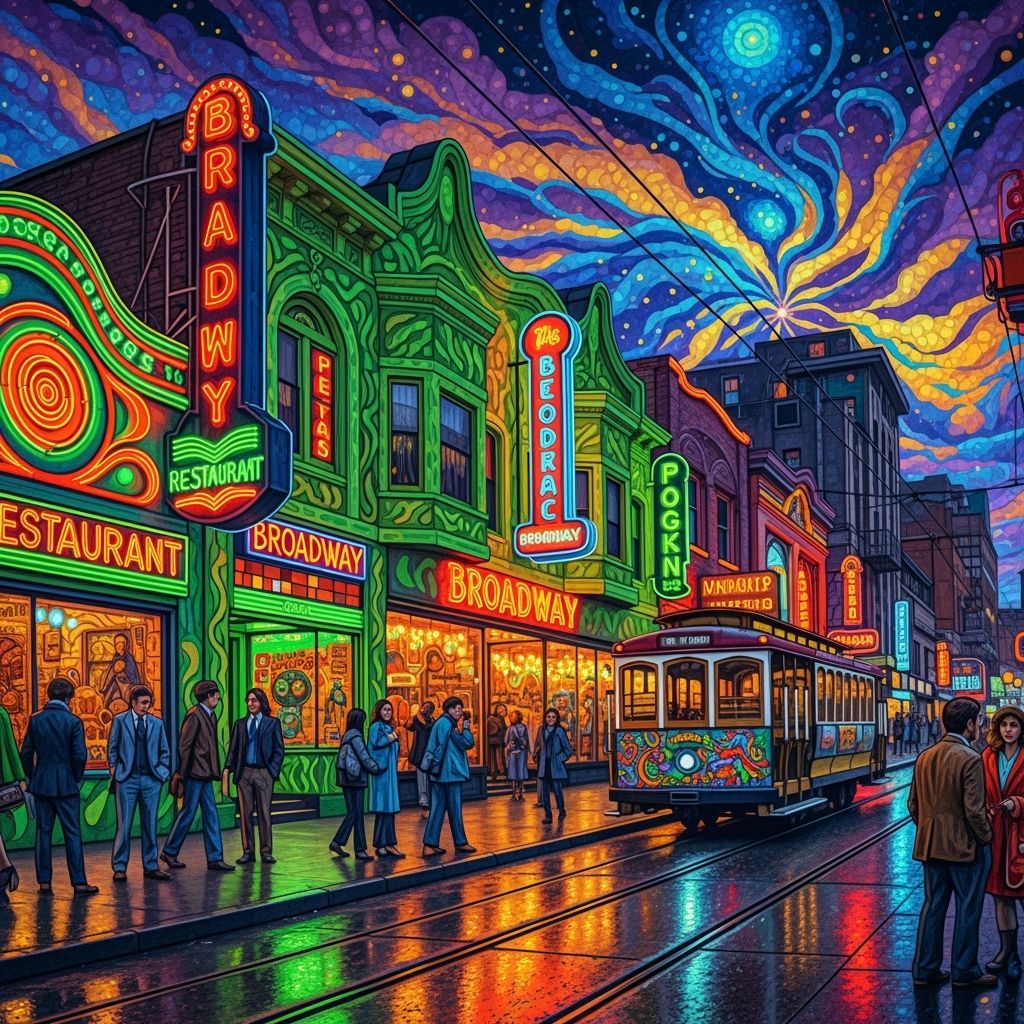 San Francisco Broadway Shops in Psychedelic Mosaic Style