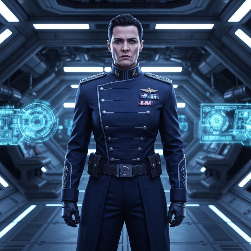 Futuristic Space Force Officer in Sci-Fi Uniform