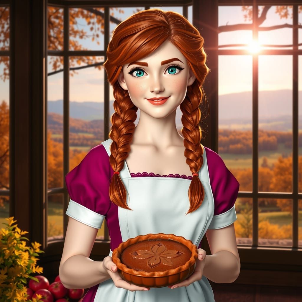 Queen Anna in Autumn Palace with Pumpkin Pie