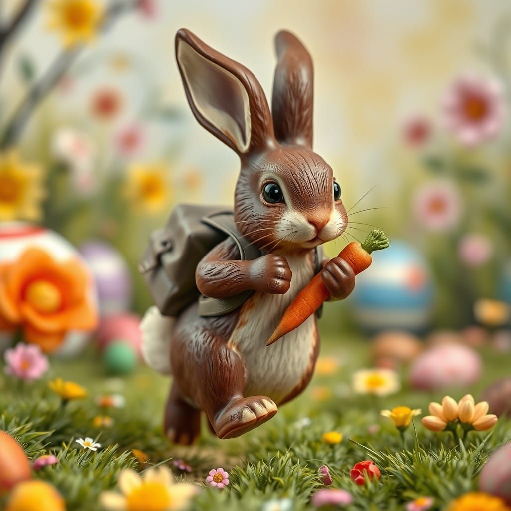 Whimsical Easter Bunny Escapes in Watercolor Style