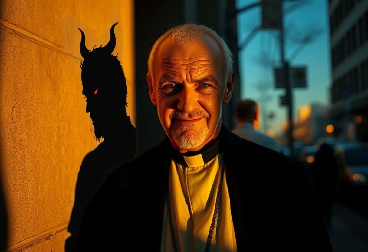 Devil Silhouette Shadow Cast on Building