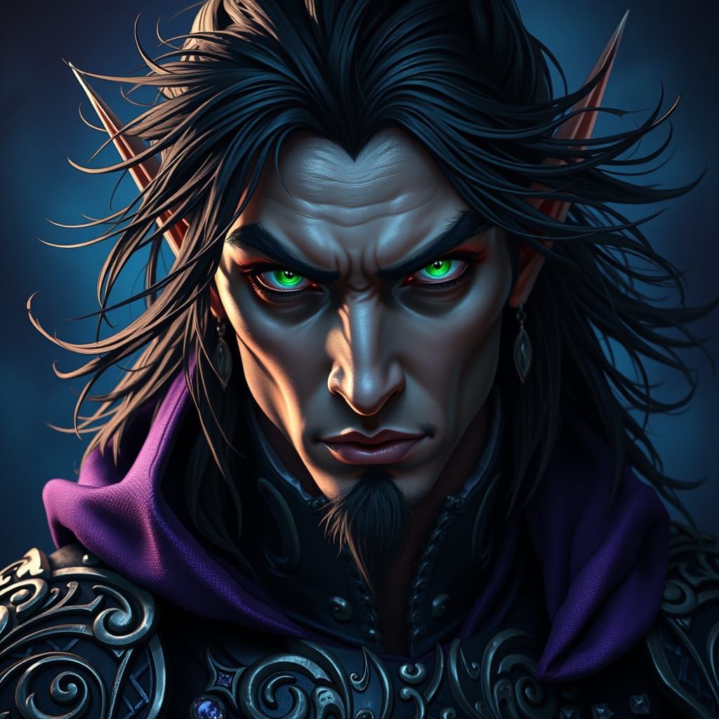 Dark Elf Wizard in Art Nouveau Style