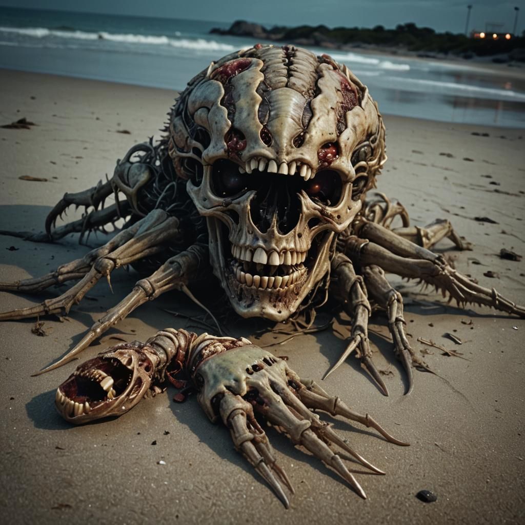 Horrific Insectoid Carcass Washed Ashore at Night