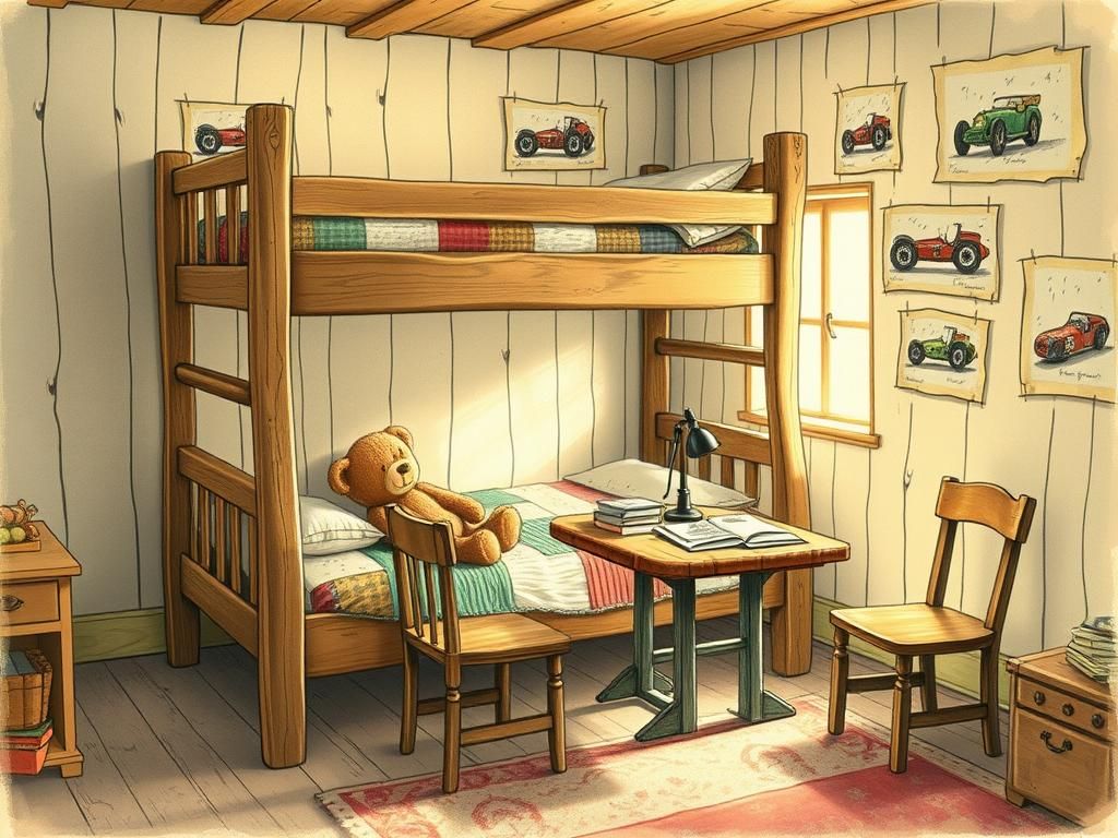 Cozy Children's Bedroom with Vintage Racing Car Art