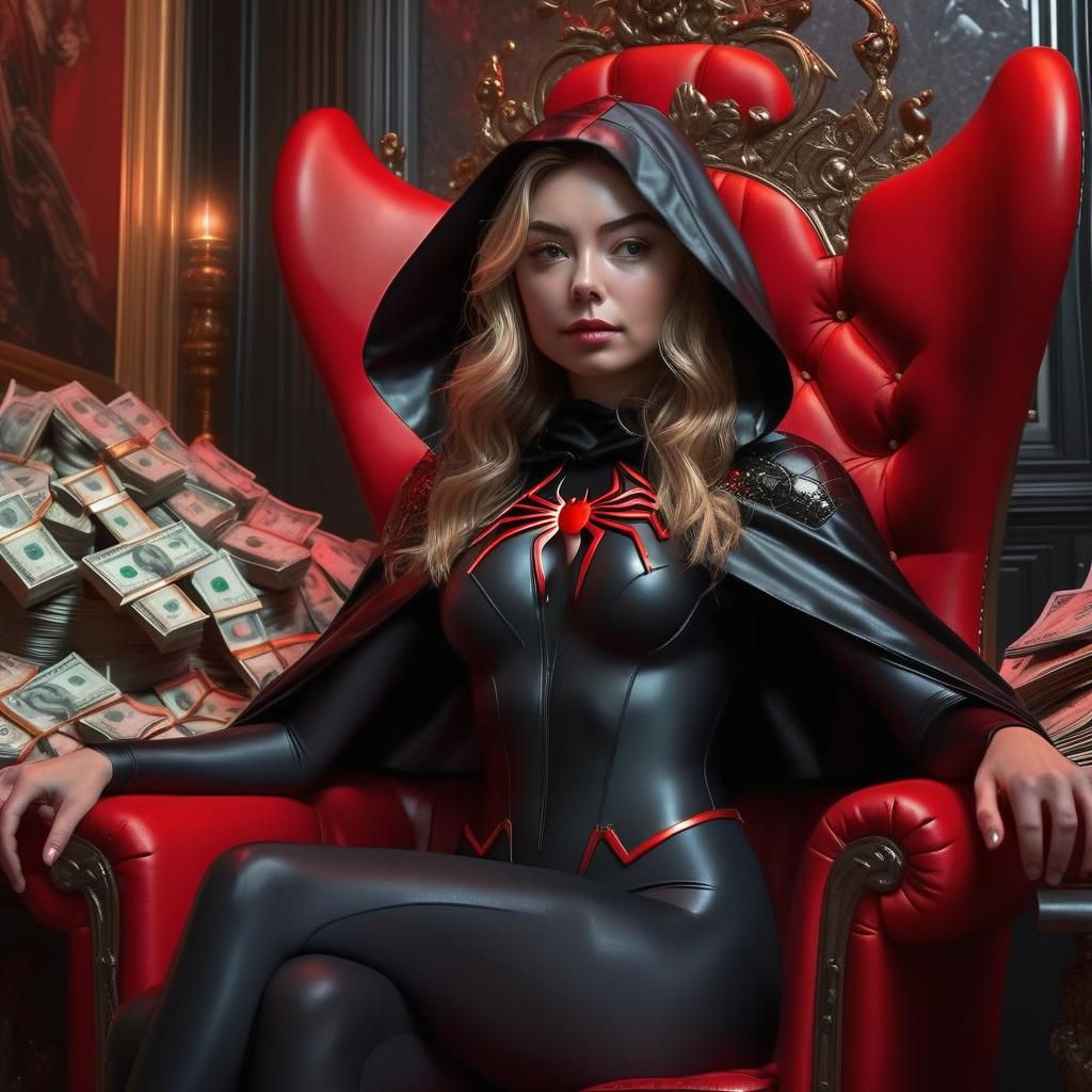 Spiderwoman on a Throne: Digital Art Portrait