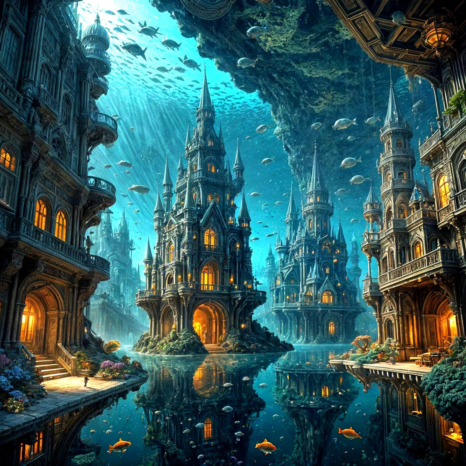 Majestic Underwater City of Coral and Light