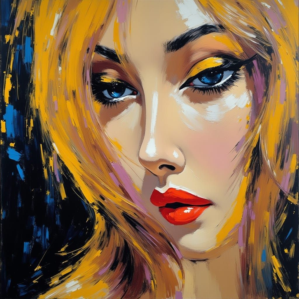 Impasto Oil Portrait of a Woman in Noir Lighting