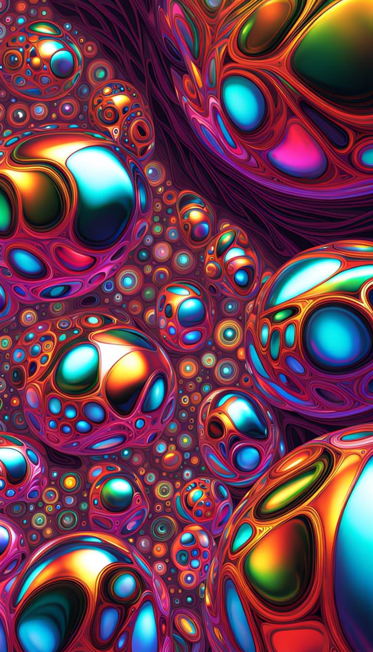 Surreal Op Art Landscape with Floating Orbs