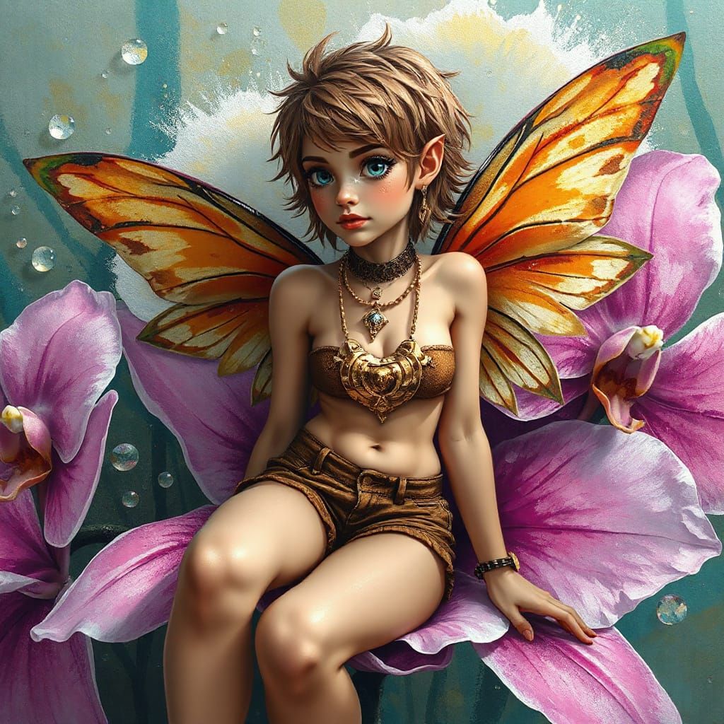 Pixie with Wings in Graffiti Art Style