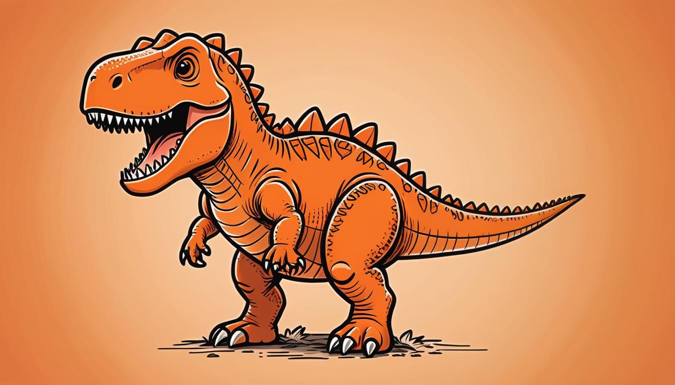 Orange Tyrannosaurus in Jungle Doodle Art